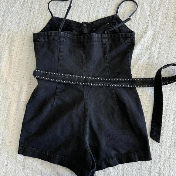 Splendid Women's Black Denim Romper with Belt - Size Small - Picture 8 of 8